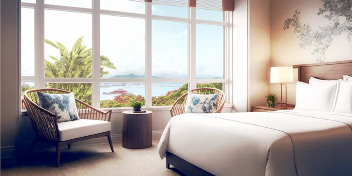 海が見えるホテルの禁煙室