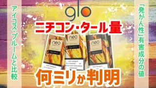 グローのデバイスとニコチン量とタール量に関するテキストのアイ