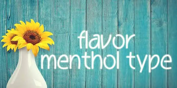 花瓶に挿されたひまわりと英語でフレーバーメンソールタイプの文字