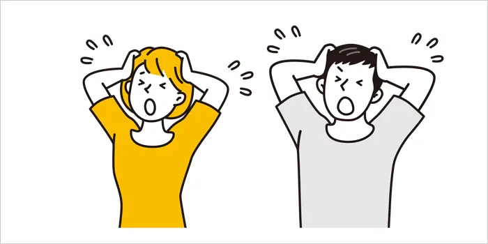 慌てている男女のイラスト