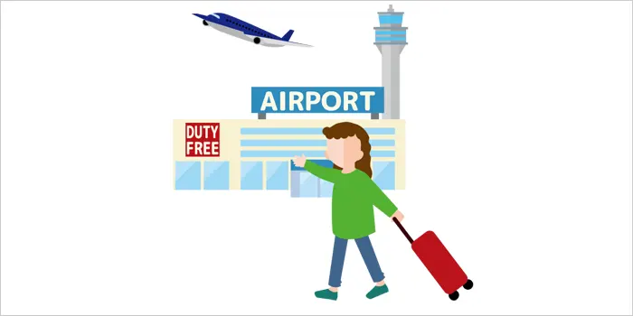 空港に行く女性のイラスト