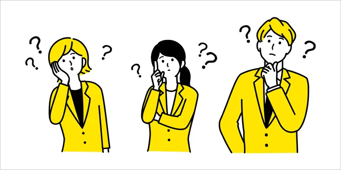 疑問を浮かべる男女の画像