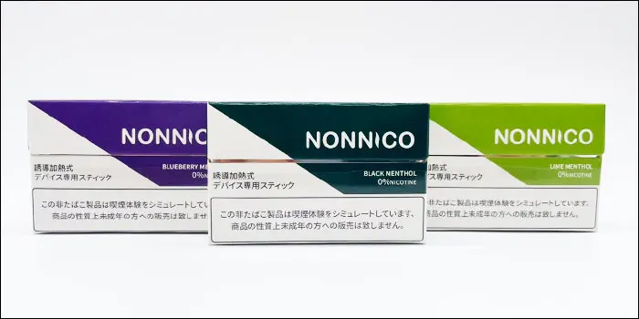 ノンニコアイスティック3種類のフレーバー