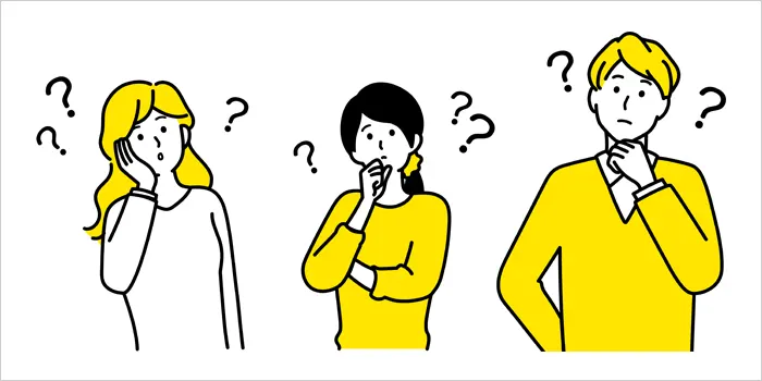 疑問を浮かべている男女のイラスト