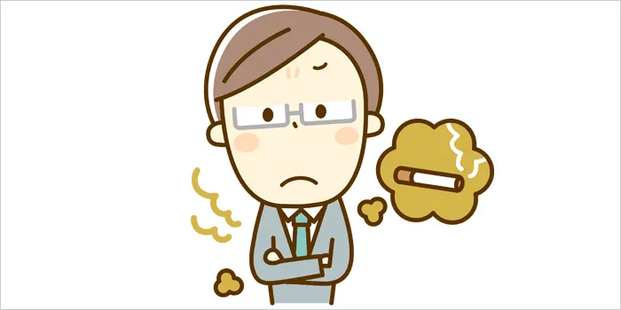 タバコの臭いに悩む男性のイラスト