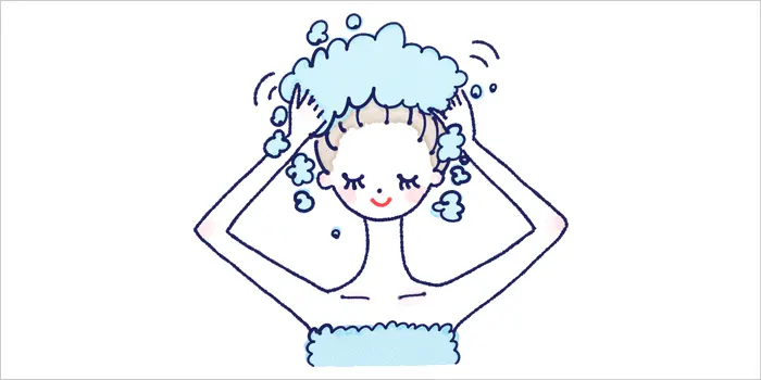 シャンプーをしている女性のイラスト