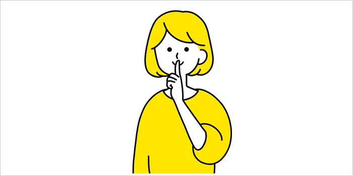 口に手を当てている女性のイラスト