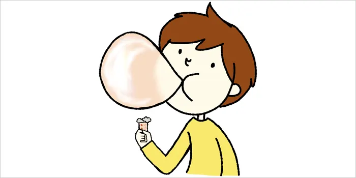 ガムを食べている男性のイラスト