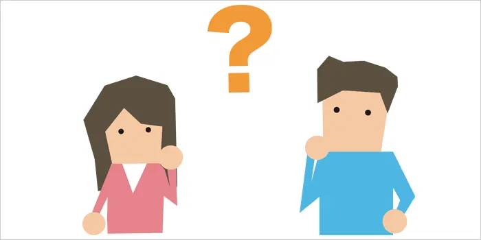疑問を浮かべている男女のイラスト