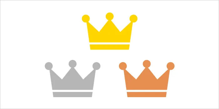 王冠が並んでいるイラスト