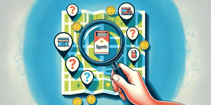 タバコが売っているコンビニのマップのイラスト