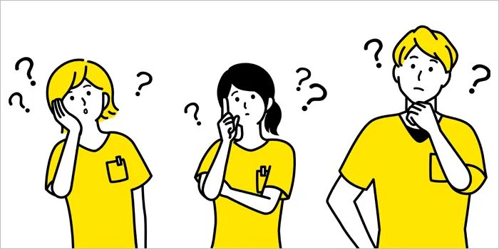 疑問を抱いている男女のイラスト