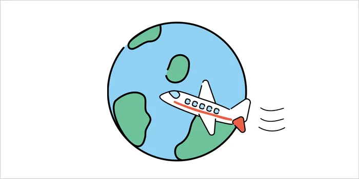 地球と飛行機のイラスト