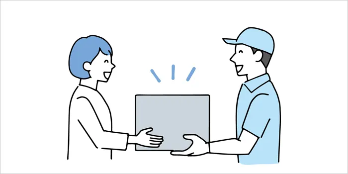 宅配便を行け摂っている女性のイラスト