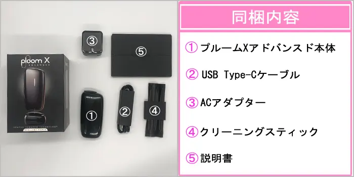 プルームXアドバンスドの同梱内容