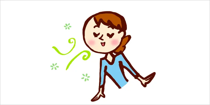 いい匂いを嗅いでいる女性のイラスト