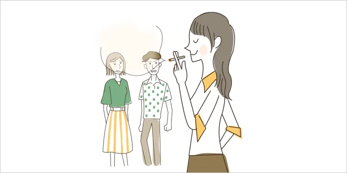 タバコを吸っている女性のイラスト