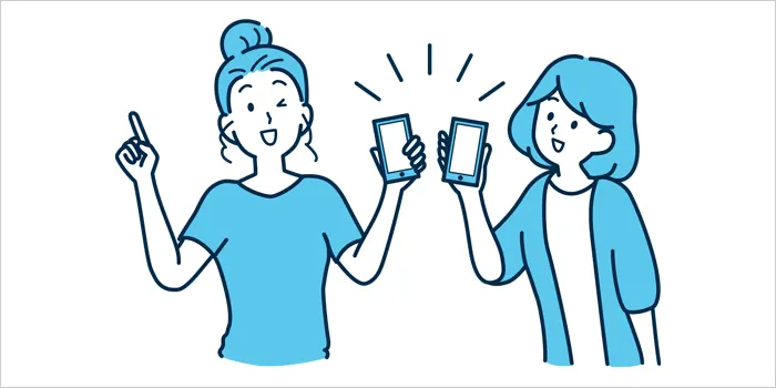 スマホを触っている女性のイラスト