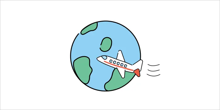 飛行機と地球のイラスト