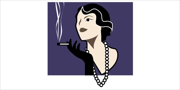 タバコを吸っているかっこいい女性のイラスト