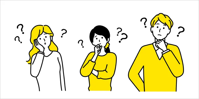 疑問を浮かべている男女のイラスト