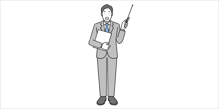 解説している男性のイラスト