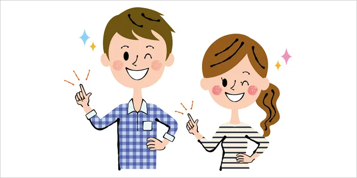 おすすめしている男女のイラスト