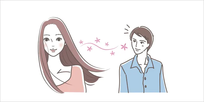 良い香りがしている女性のイラスト