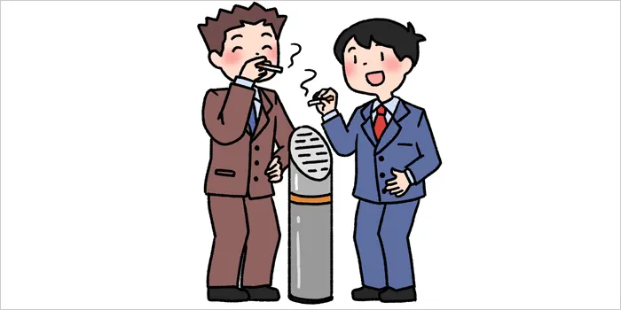 喫煙所でタバコを吸っている男性のイラスト