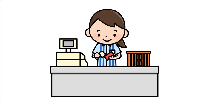 レジに居るコンビニ店員のイラスト