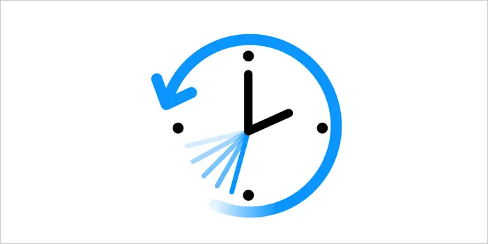 巻き戻ししている時計のイラスト