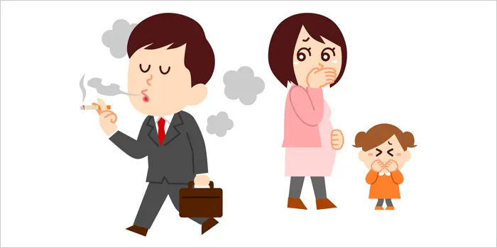 歩きたばこをしている男性のイラスト