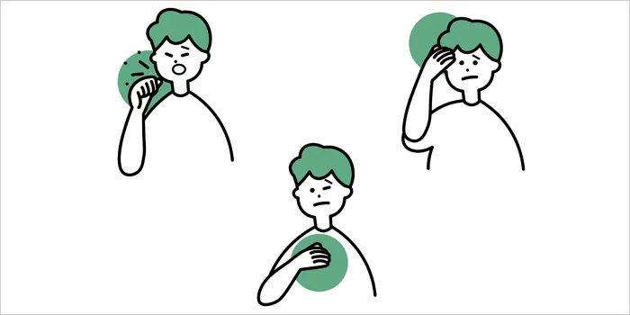 頭痛で苦しんでいる男性のイラスト