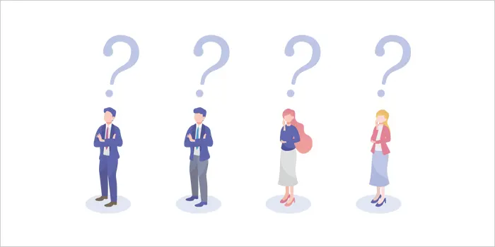 疑問を浮かべている男女のイラスト