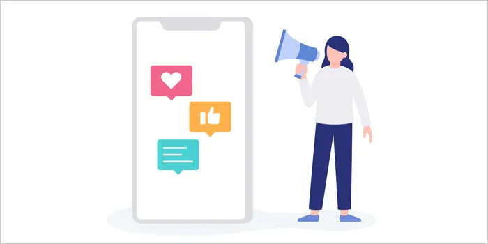 口コミを紹介している女性のイラスト