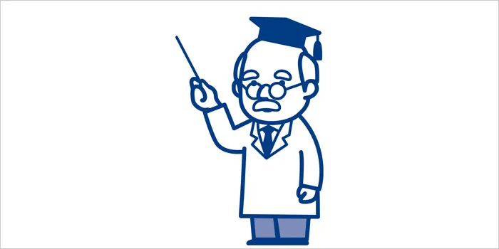解説している博士のイラスト