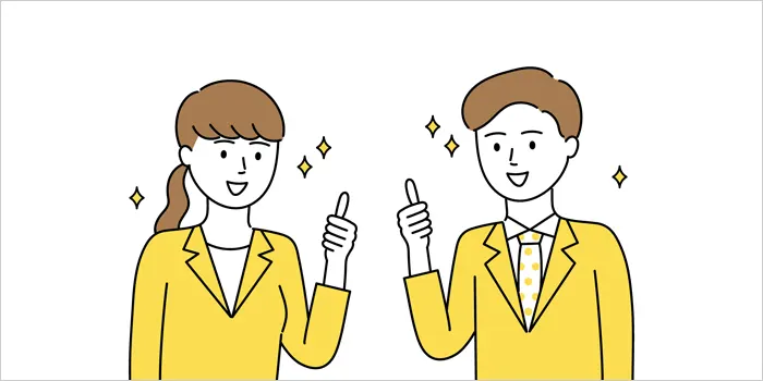 プレゼンをしている男女のイラスト