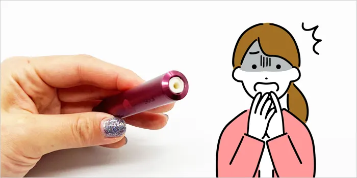 アイコスイルマが詰まって困っている女性のイラスト