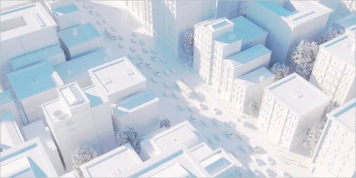 上空から見下ろしたビル街