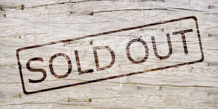 ソールドアウトの文字