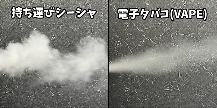 持ち運びシーシャと電子タバコ(VAPE)の煙の比較