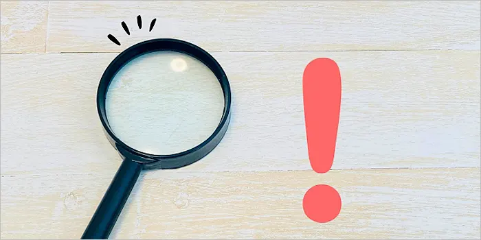 虫眼鏡と感嘆符