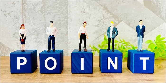 ポイントの文字とミニチュアの人